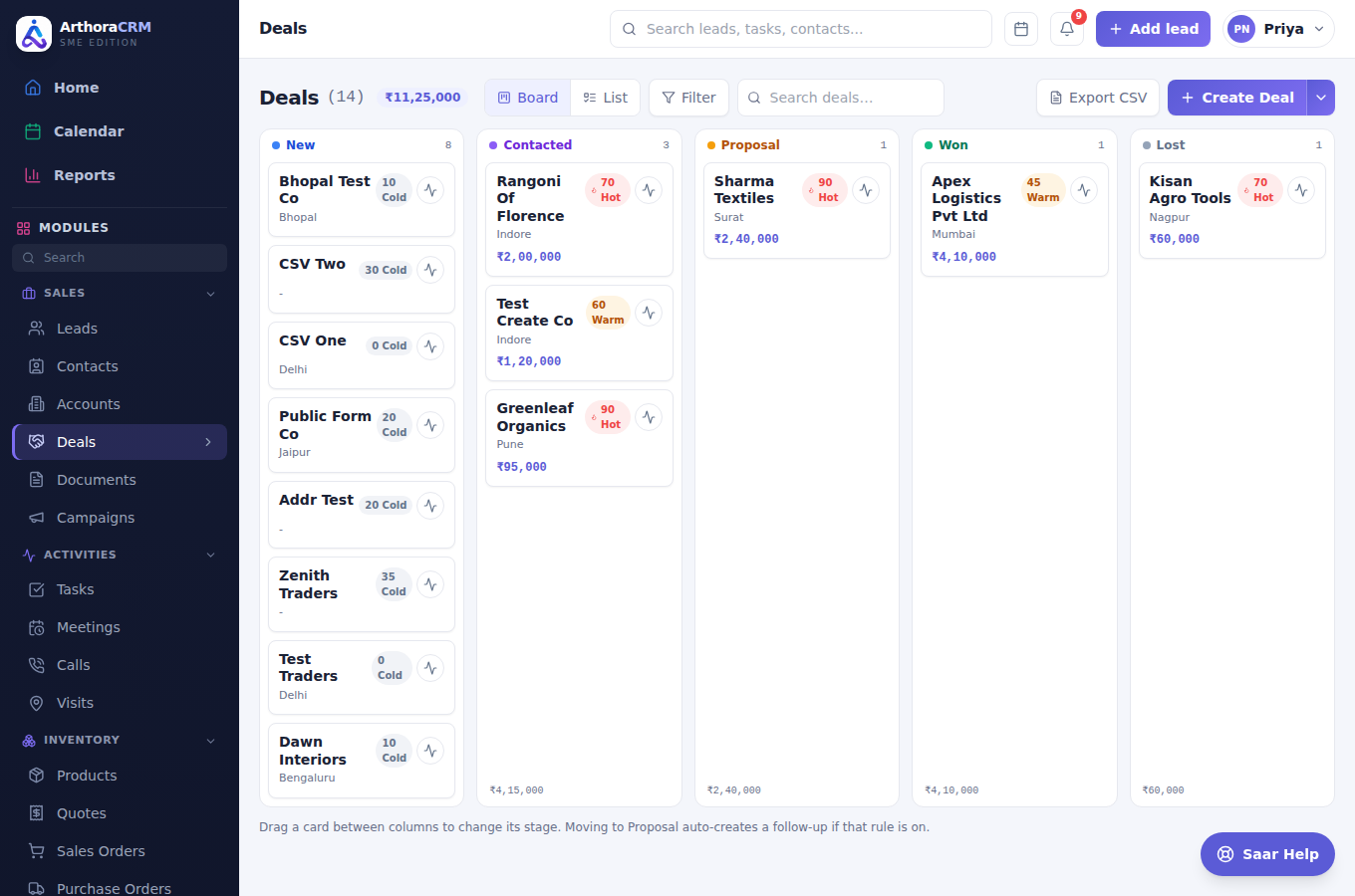 Deals board